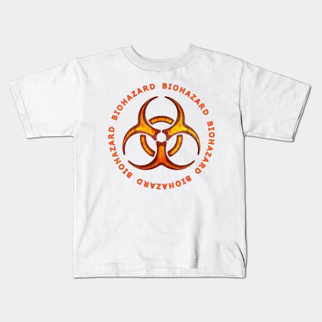 Red Biohazard Sign Kids T-Shirt by Packrat